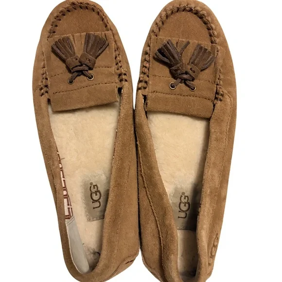 UGG Tan Suede Loafers with Tassels - Picture 4 of 4